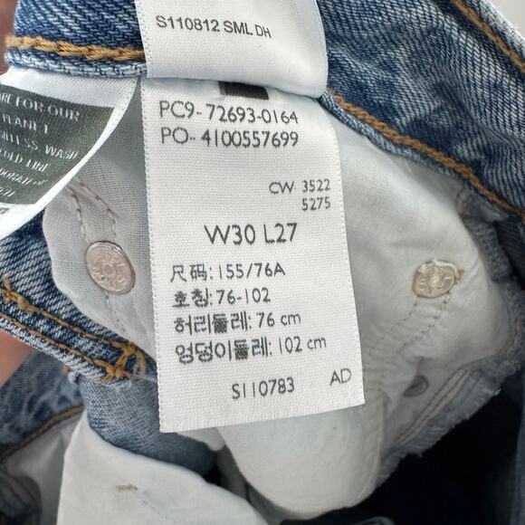 Levi's Ribcage Ankle Straight Premium Distressed Light Wash Jeans Size 30 - Picture 13 of 13